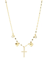 Macy's Cubic Zirconia Cross Heart Pendant Necklace (0.29 ct. t.w.) Sterling Silver (also 14K Gold Over Silver)