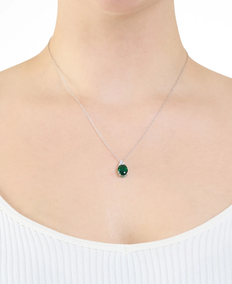 Macy's Crystal (2.16 ct. t.w.) and Cubic Zirconia (0.09 ct. t.w.) Pendant Necklace in Sterling Silver