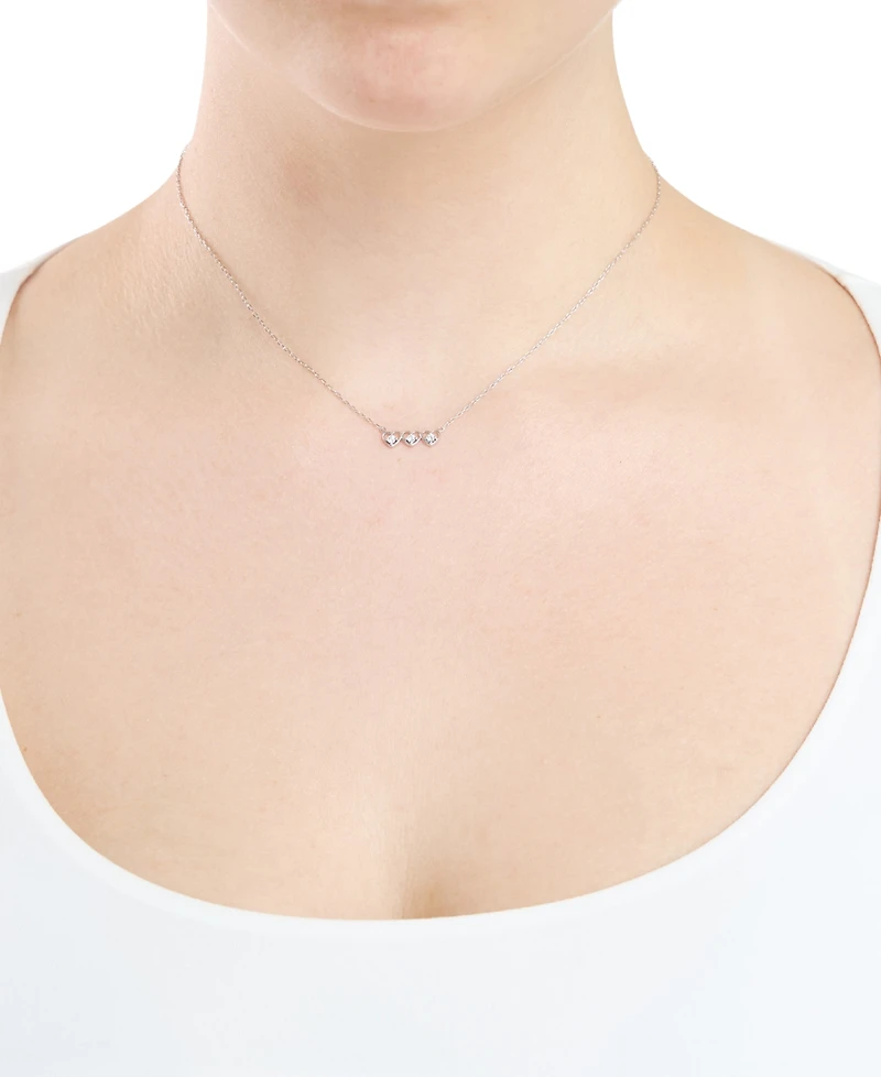 Macy's Cubic Zirconia Triple Open Heart Necklace (0.06 ct. t.w.) in 14K Gold Over Sterling Silver (also in Sterling Silver)
