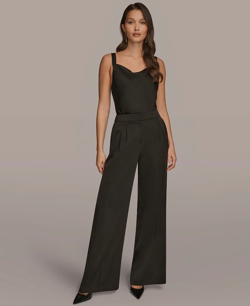 Donna Karan New York Women's Wide Leg Mid Rise Pants