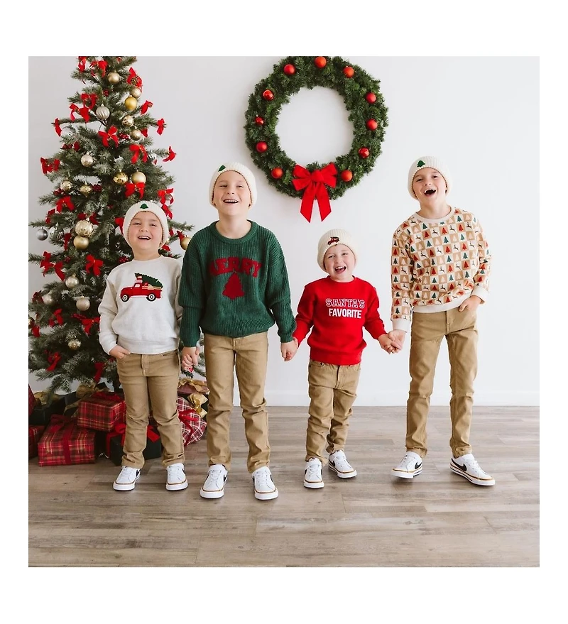 Sweet Wink Boys Christmas Truck Patch Christmas Beanie