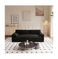 Maison Boucle 66" Queen Pull-Out Sofa Bed, Convertible 3-in-1 Velvet Sleeper Couch with Storage Pocket for Living Room or Guest Room-Maison