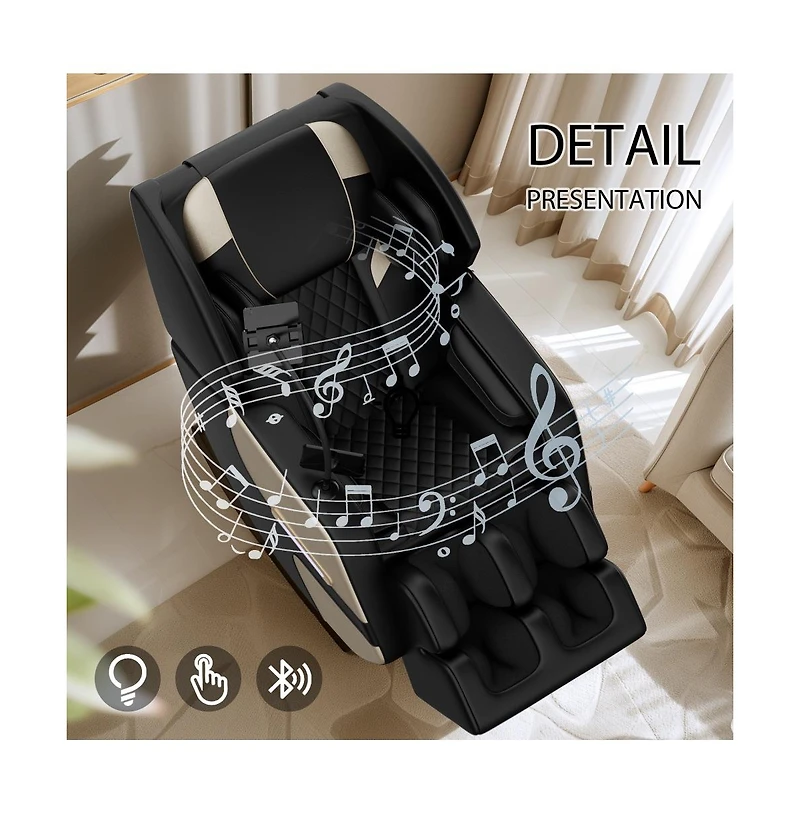 Zero Gravity Massage Recliner with Heating, Foot Rollers & Air Compression, Full Body Chair with Bluetooth-Maison Boucle