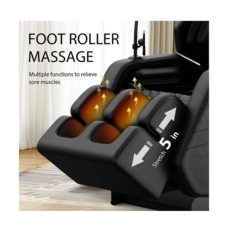Zero Gravity Massage Recliner with Heating, Foot Rollers & Air Compression, Full Body Chair Bluetooth-Maison Boucle
