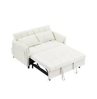 Maison Boucle 53" Pull-Out Sleeper Loveseat Sofa Bed, Convertible 3-in-1 Velvet Couch with Side Pockets & Back Support for Small Spaces-Maison