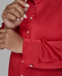 Karl Lagerfeld Paris Plus Crystal Collared Neck Shirt