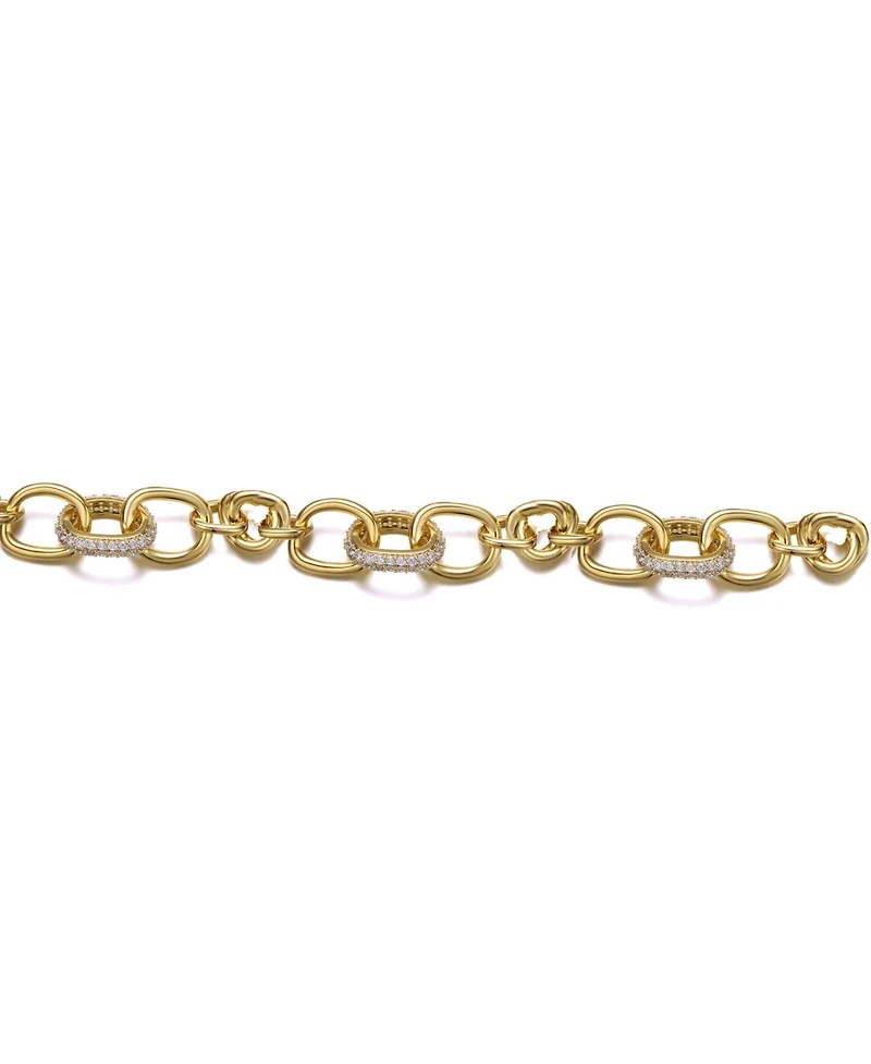 Rachel Glauber 14k Gold Plated with Cubic Zirconia Tubular Cable Link Love Knot Bracelet