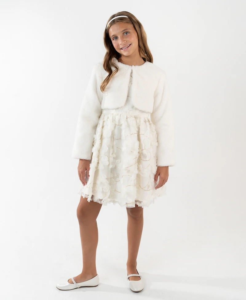Rare Editions Girls 7-16 2-Piece Round Neck Dress and jacket Set