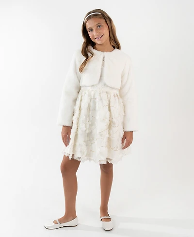 Rare Editions Girls 7-16 2-Piece Round Neck Dress and jacket Set
