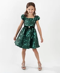 Rare Editions Girls 2T-6X Two-Tone Brocade Short-Sleeve Dress