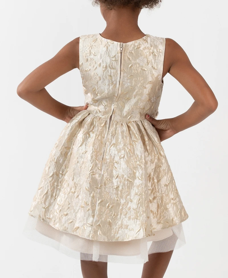 Rare Editions Girls 2T-6X Brocade Sleeveless Dress