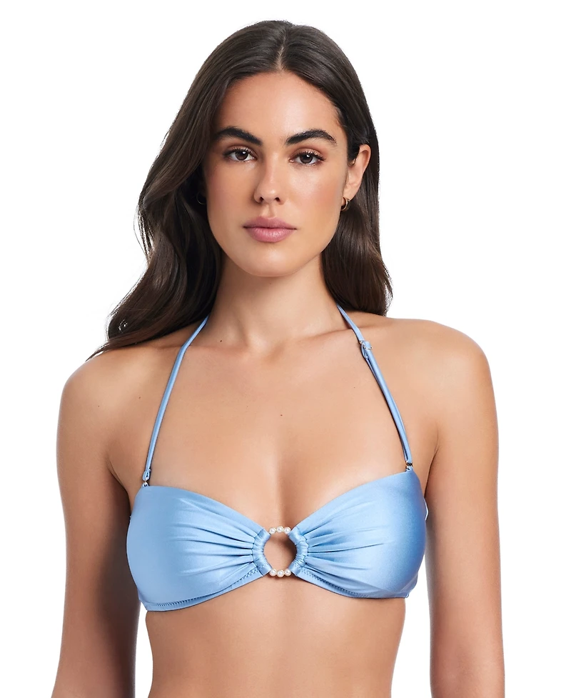 Red Carter Pearls Of Wisdom O-Ring Bandeau Top