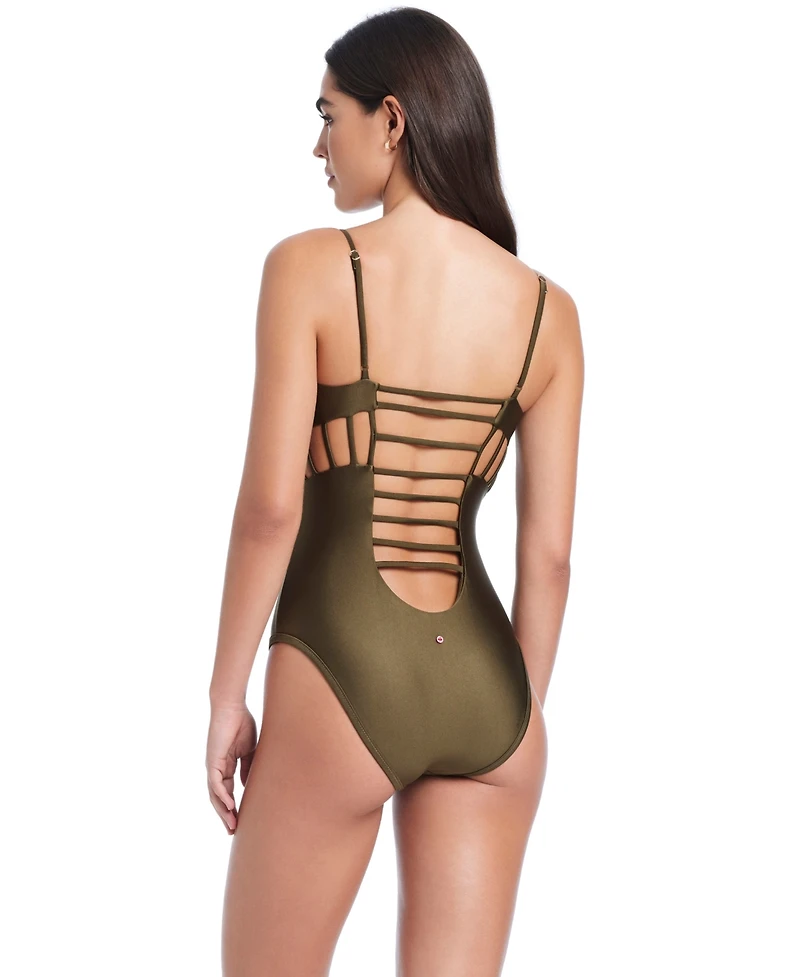 Red Carter Cross Side Cut Out One-Piece Swimsuit