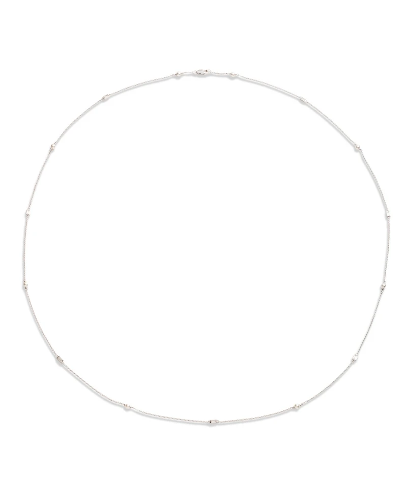 Lauren Ralph Lauren Imitation Pearl, Cubic Zirconia Sterling Silver Station Strand Necklace