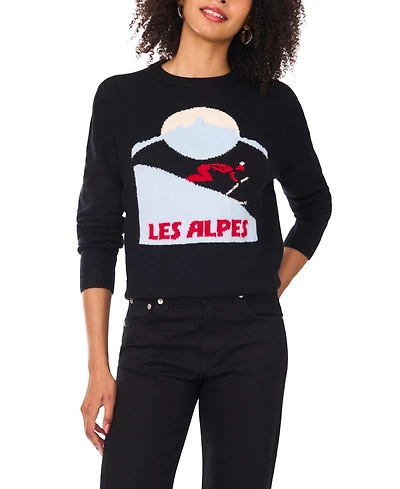 Vince Camuto Women's Les Alps Motif Crewneck Sweater