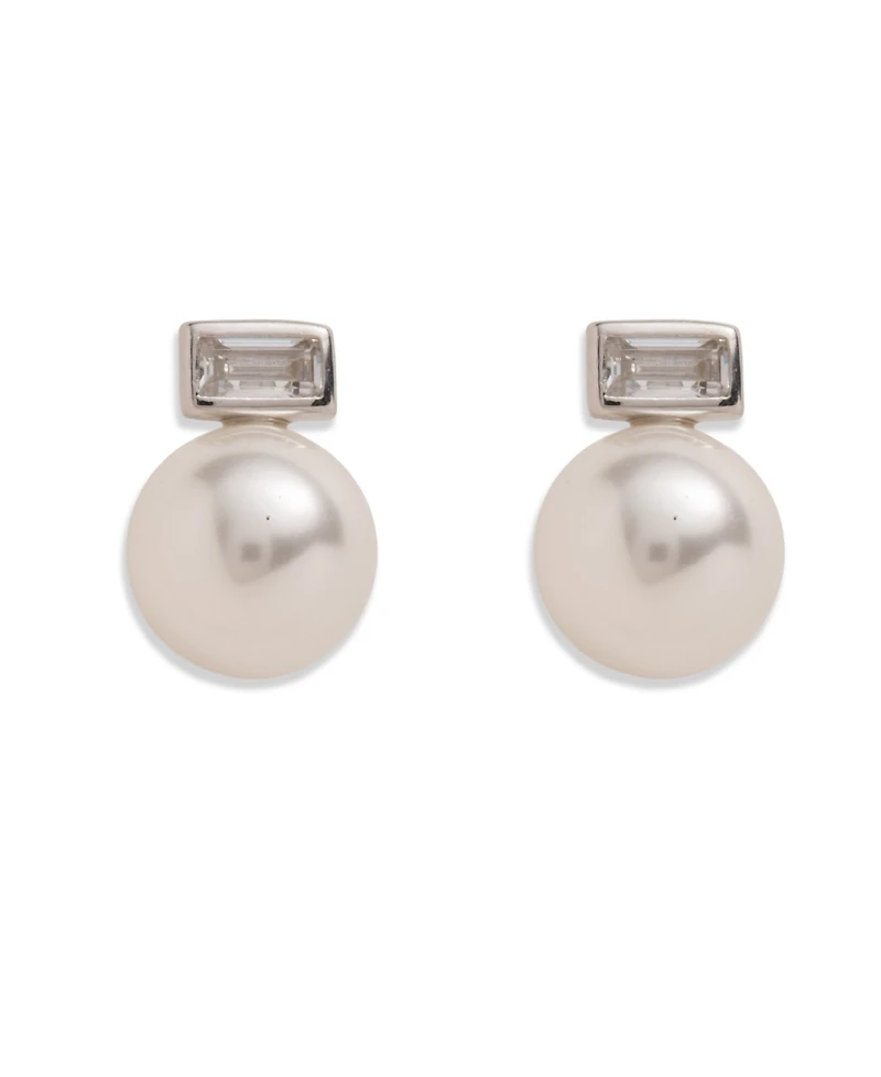 Lauren Ralph Lauren Cubic Zirconia and Imitation Pearl Sterling Silver Stud Earrings