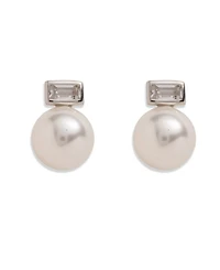 Lauren Ralph Lauren Cubic Zirconia and Imitation Pearl Sterling Silver Stud Earrings