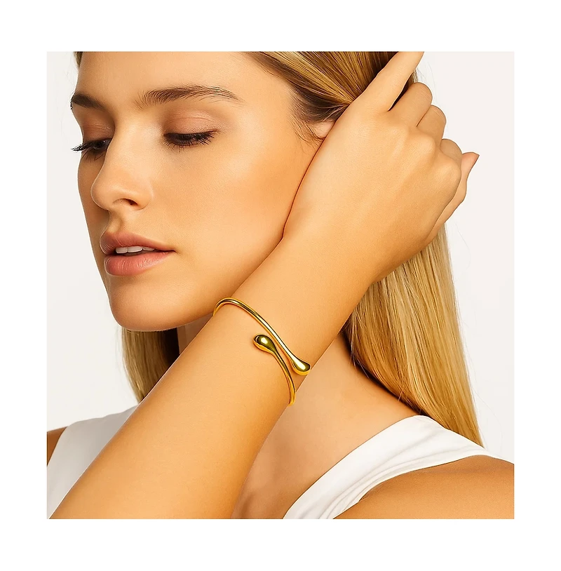 Isabella Gold Plated Teardrop Open Wrap Bangle Bracelet