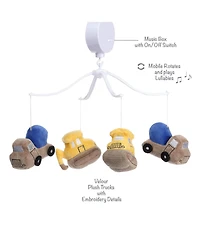 Bedtime Originals Construction Zone Musical Baby Crib Mobile Soother Toy- Trucks