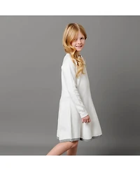 Hope & Henry Baby Girls Organic Long Sleeve Mock Neck Bow Detail Sweater Dress