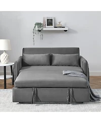 Maison Boucle 55" Velvet Sleeper Sofa with Pull-Out Bed, Reclining Backrest & Side Storage Pockets,Convertible Bed for Small Spaces-Maison B
