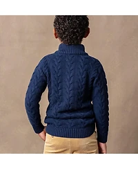 Hope & Henry Boys Organic Mock Neck Cable Sweater with Buttons