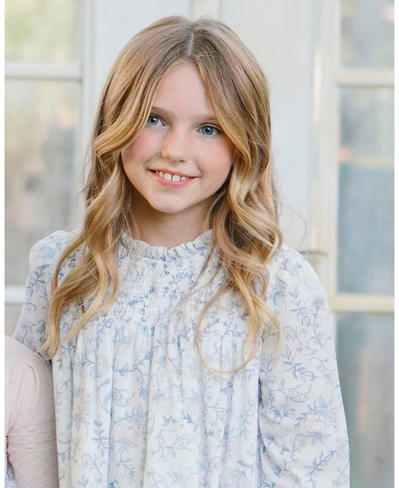 Hope & Henry Baby Girls' Organic Long Sleeve Ruffle Neck Smocked Yoke Dress
