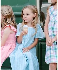 Hope & Henry Little Girls Flounce Sleeve Tiered Linen Dress