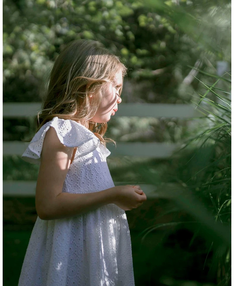 Hope & Henry Big Girls Flutter Sleeve Eyelet Dress
