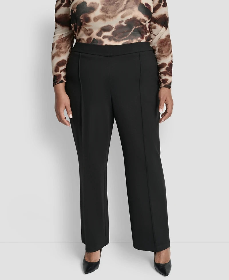 Dkny Plus Mid Rise Pleat Detail Straight Fit Pants