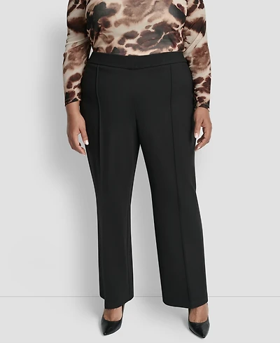 Dkny Plus Mid Rise Pleat Detail Straight Fit Pants