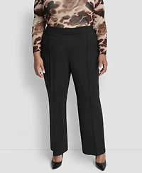 Dkny Plus Mid Rise Pleat Detail Straight Fit Pants