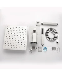 Rainsken 12" Shower Head System Ceiling Mounted Shower, Modern 2-Setting Square Shower System, Rainfall Shower Faucet Set Brushed