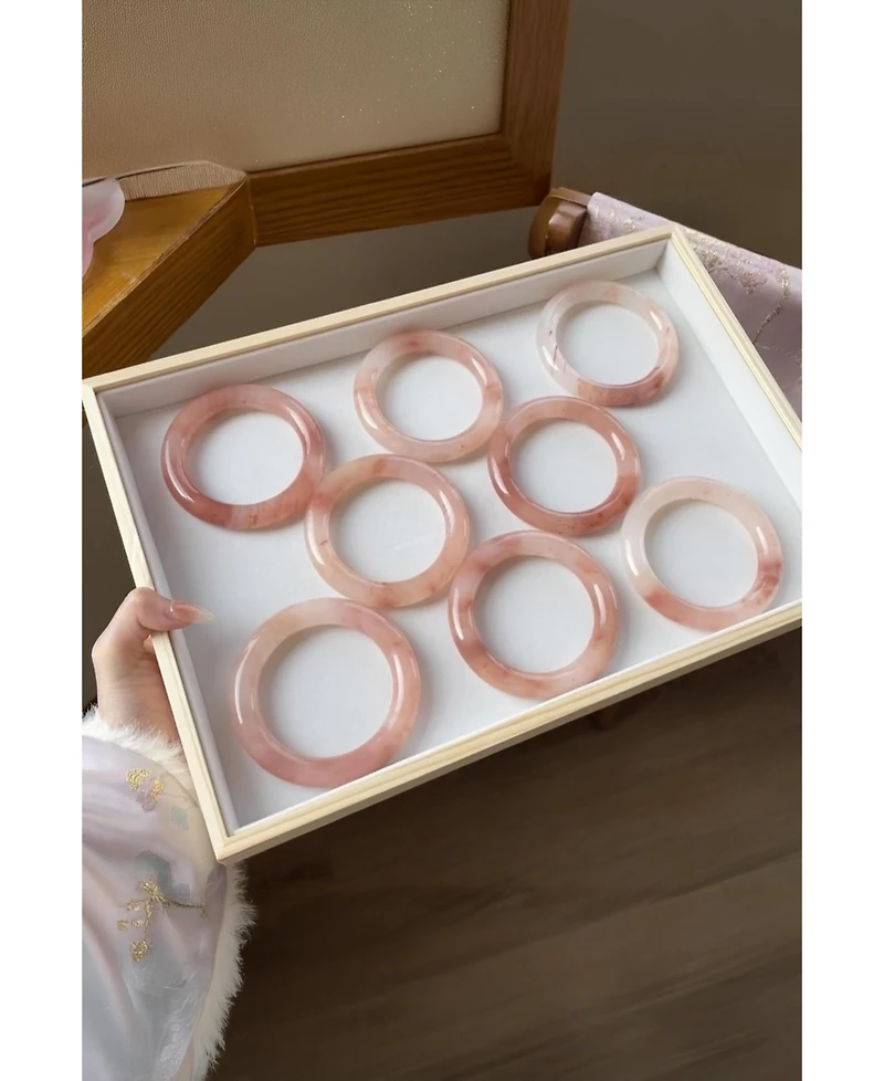 Peach Blossom — Pink Jade Stone Bangle