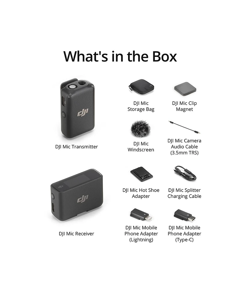 Dji Mic 2.4GHz Compact Digital Wireless Microphone System/Recorder for Camera & Smartphone