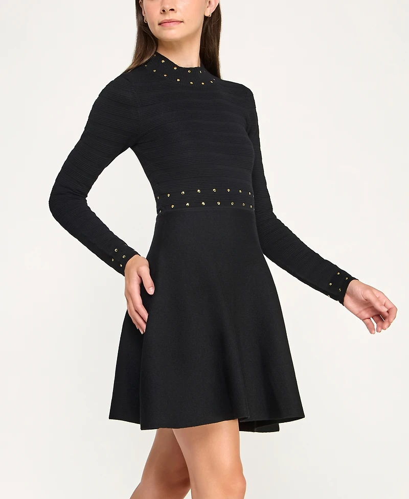 Bcx Juniors' Mock Neck Fit and Flare Sweater Dress