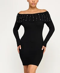 Bcx Women's Long Sleeve Slim Sweater Dress