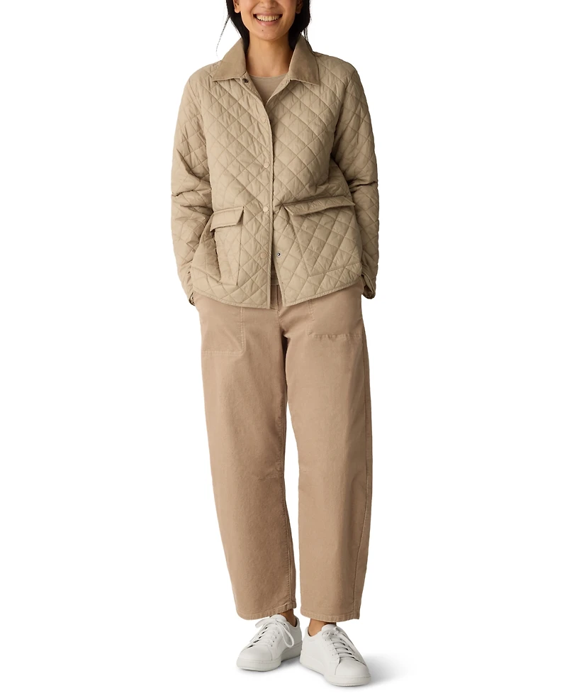 Eileen Fisher Women's Classic Collar Quilted Jacket