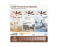 Sofucor 52 Inch 5 Blade Abs Led Ceiling Fan with Downrod and 6 Speed Adjustable Remote Control