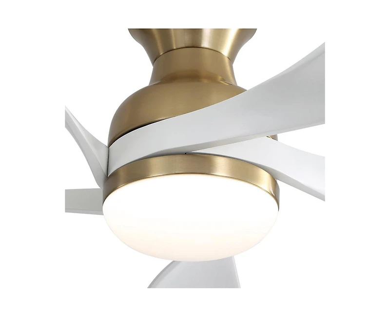 52-inch Modern Minimalist Golden 5-Blade Flush Mount with Led Light Remote Control Supports 6 Speeds and Timer Function