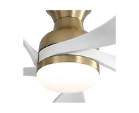 52-inch Modern Minimalist Golden 5-Blade Flush Mount with Led Light Remote Control Supports 6 Speeds and Timer Function