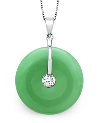 Macy's Dyed Green Jadeite Round Pendant Necklace in Sterling Silver