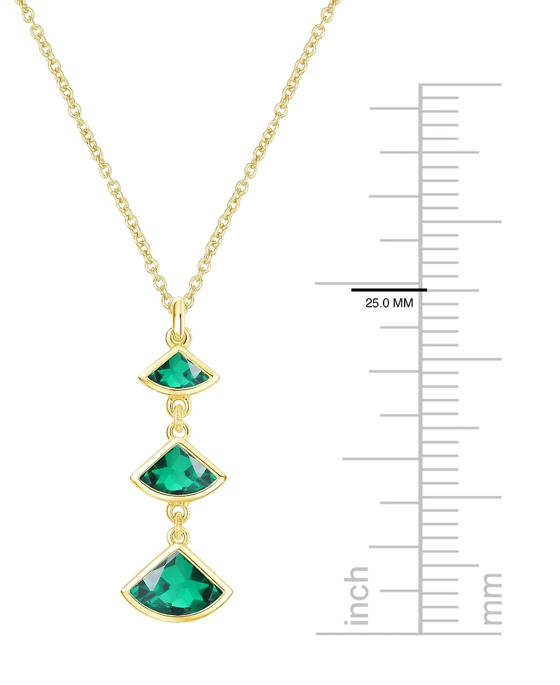 Macy's Lab-Grown Emerald Pendant Necklace (1 ct. t.w.) in 14K Gold Over Sterling Silver
