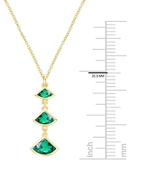 Macy's Lab-Grown Emerald Pendant Necklace (1 ct. t.w.) in 14K Gold Over Sterling Silver