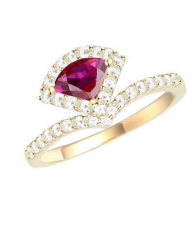 Macy's Lab-Grown Ruby (5/8 ct. t.w.) and Lab-Grown White Sapphire (3/8 ct. t.w.) Ring in 14K Gold Over Sterling Silver