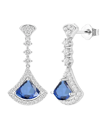 Macy's Lab-Grown Sapphire (1-1/4 ct. t.w.) and Lab-Grown White Sapphire (1-1/2 ct. t.w.) Drop Earrings in Sterling Silver