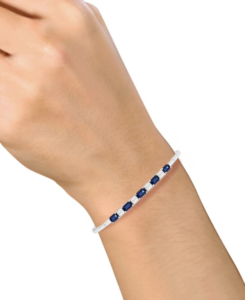 Macy's Lab-Grown Sapphire (1-1/2 ct. t.w.) and Lab-Grown White Sapphire (1/3 ct. t.w.) Bangle in Sterling Silver