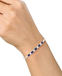 Macy's Lab-Grown Sapphire (1-1/2 ct. t.w.) and Lab-Grown White Sapphire (1/3 ct. t.w.) Bangle in Sterling Silver