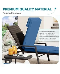 Aecojoy Chaise Lounge Chairs for Outside Set of 2, Adjustable Wicker Pe Rattan Patio Pool Recliner Chair with Removable Cushion