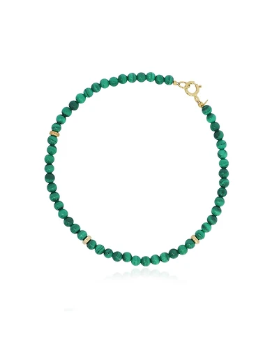 The Lovery Malachite Round Bead Bracelet 14K Gold